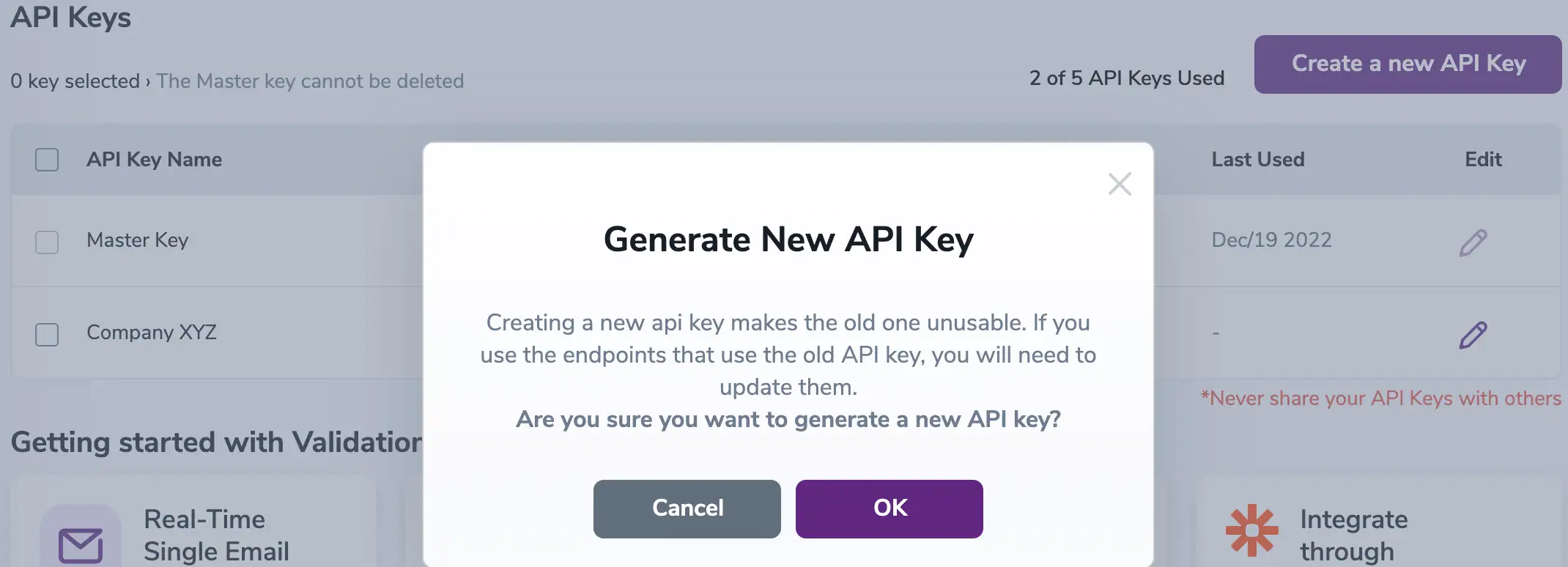 API KEYS