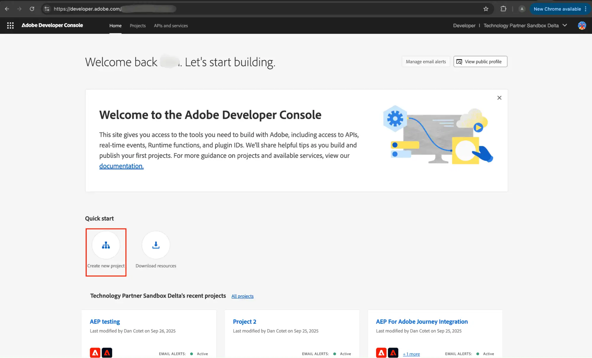 Haz clic en Seleccionar un Nuevo Proyecto