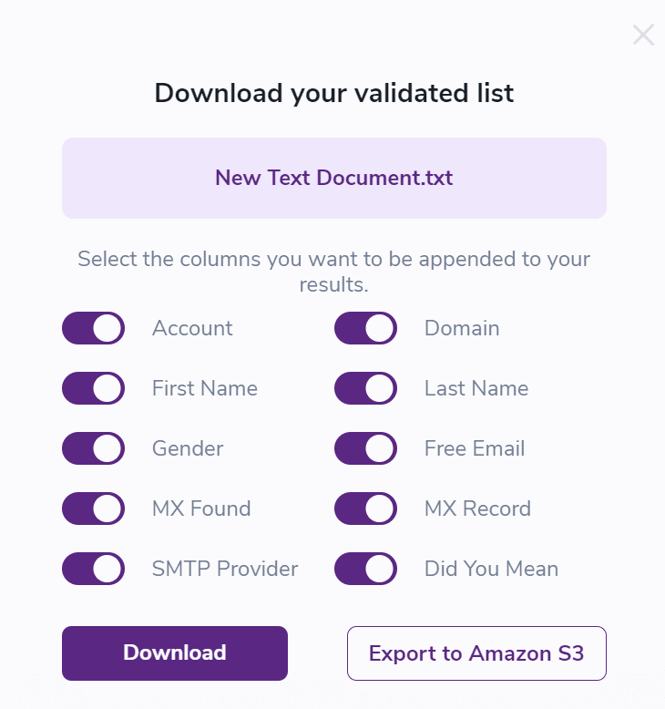 4. Seleccione Export to Amazon S3