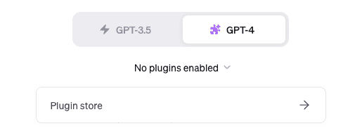 El menú de complementos para una nueva conversación