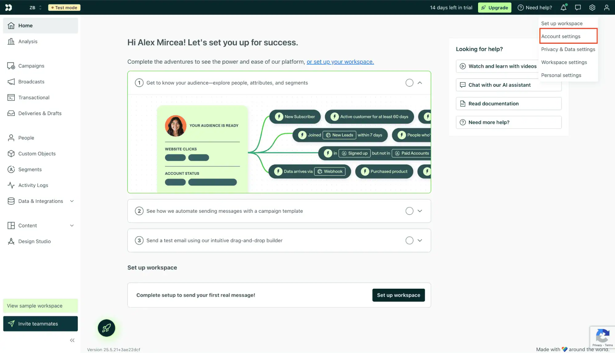 Ir a Configuración de la cuenta