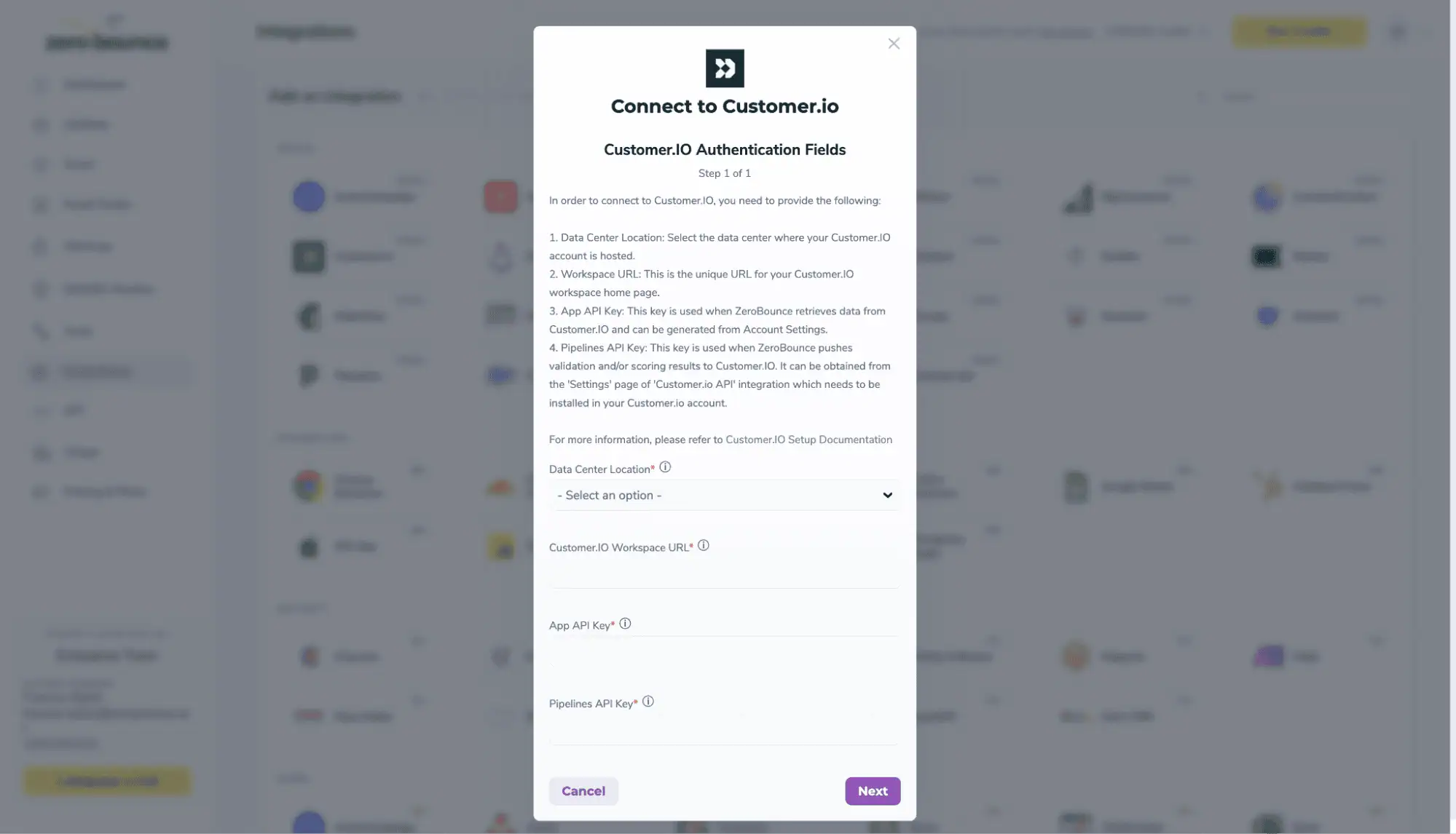 Modal emergente de redirección