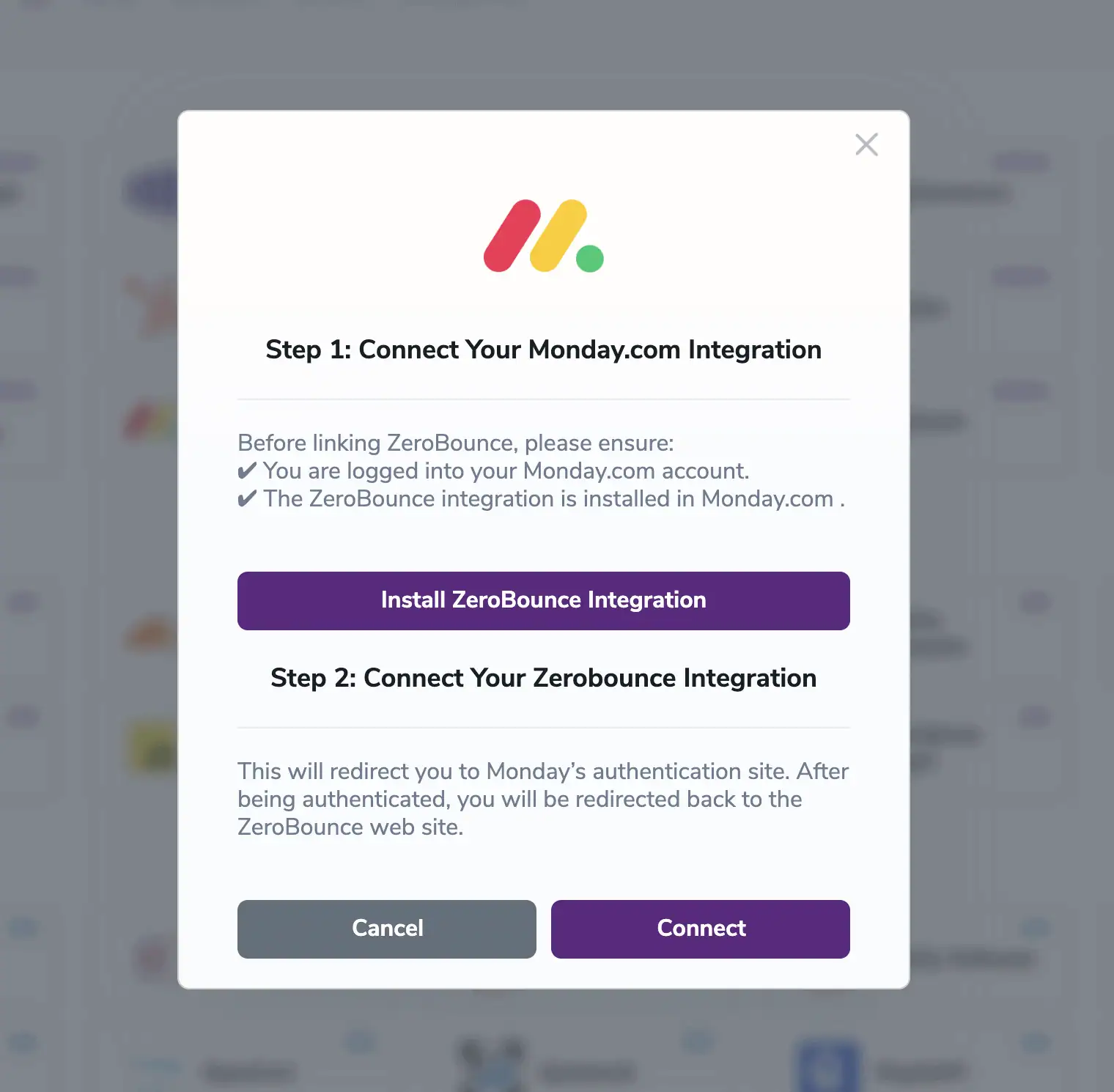 Modal emergente de redirección