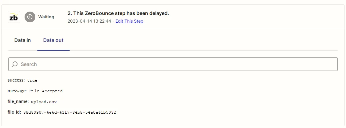 Captura de pantalla de demora en el callback de un Zap de Zapier