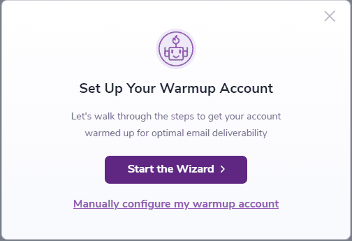 Asistente de inicio de Warmup de ZeroBounce