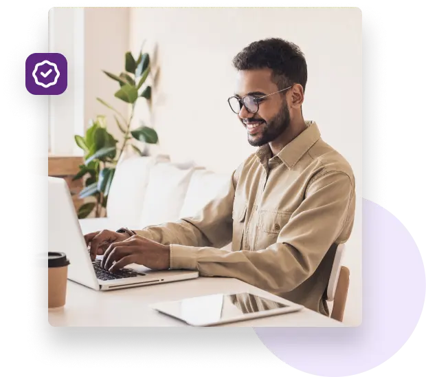 Happy man finding the perfect ,[object Object], subscription for his budg