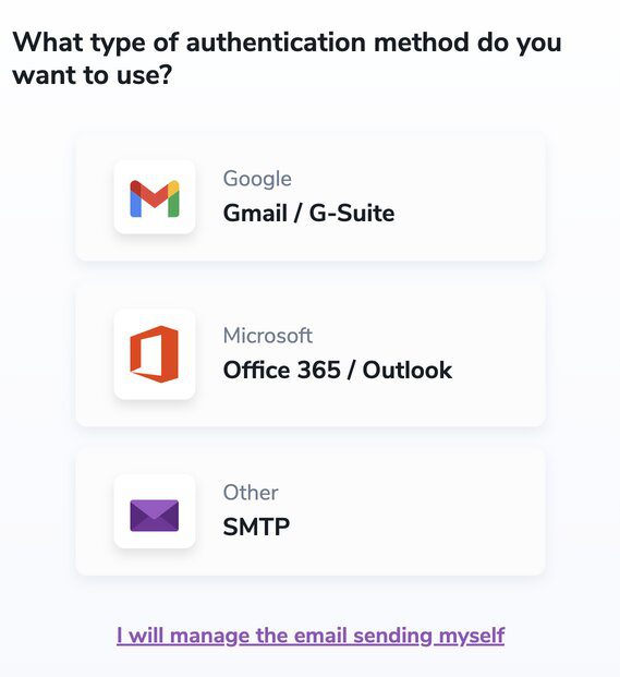 Screenshot showing which accounts the email warmup tool is warming up.
