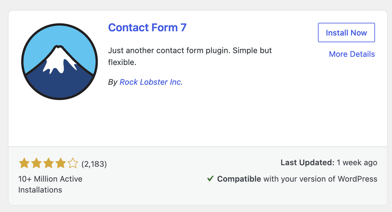 Contact Form 7 plugin search and install
