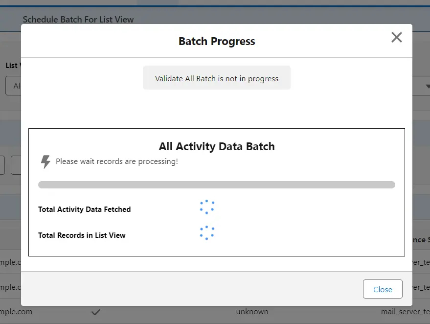 Monitor batch progress: click 'View Progress' for popup display