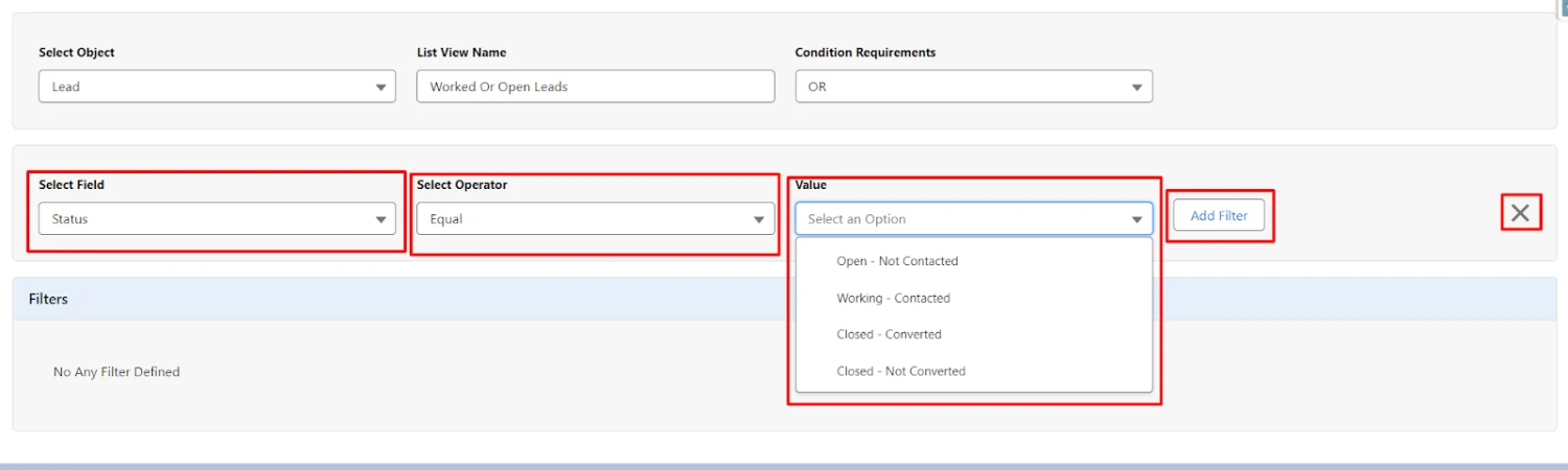 Choose field, see dropdown values below