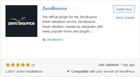 ZeroBounce Email Validation Plugin
