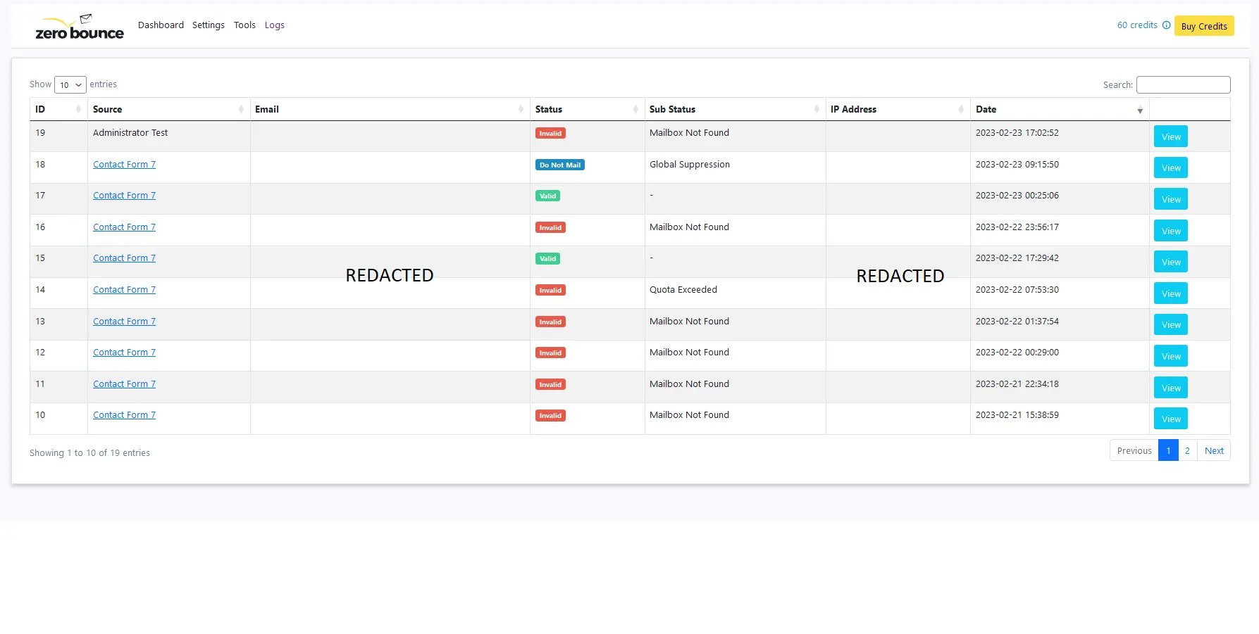ZeroBounce Email Validation Dashboard