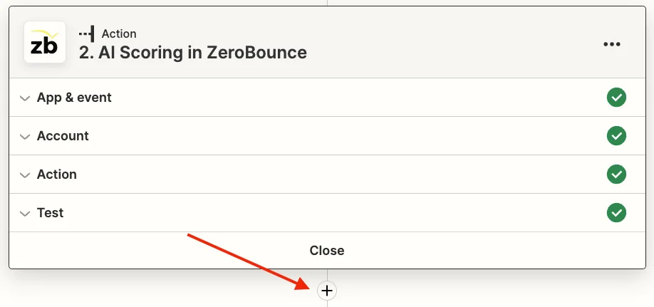The Zapier new action button