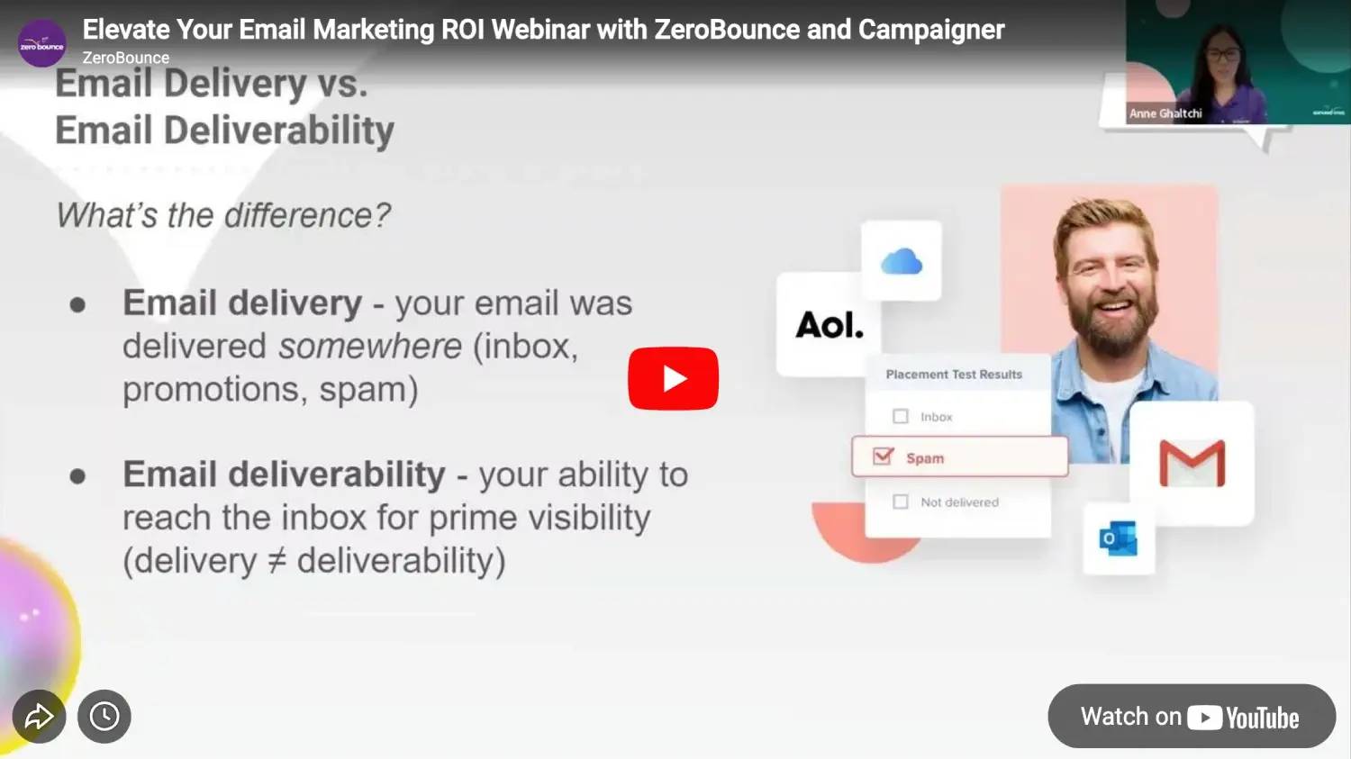 A video player with a play button and a progress bar.