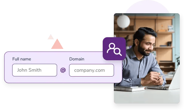 Man enters a name into ZeroBounce’s personal email lookup tool