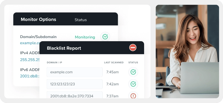 Blacklist Monitoring dashboard with detection report