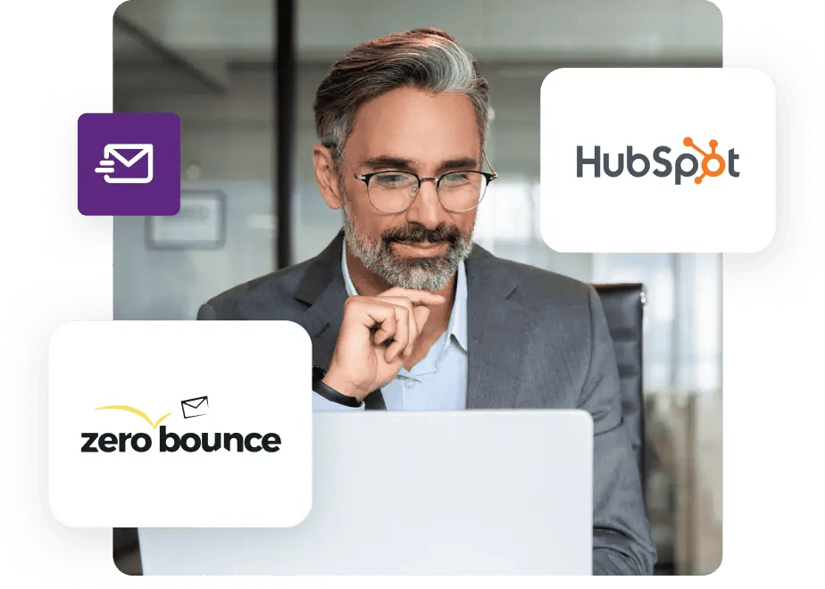 Professional reviewing HubSpot email data with ZeroBounce and HubSpot integration