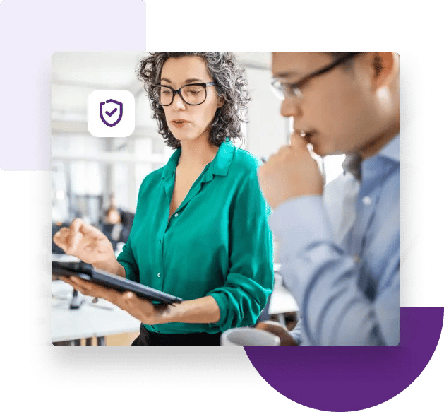 Logos for SOC 2 compliance, SOC 2 Type 2 compliance, ISO 27001 certification as well as CCPA, GDPR, and Data Privacy Framework (DPF) compliance