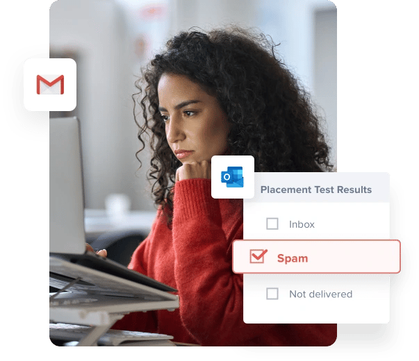 Sin la validación de una dirección de correo electrónico, una mujer observa una llegada a la carpeta de spam debido a una reducción de la capacidad de entrega de correo electrónico