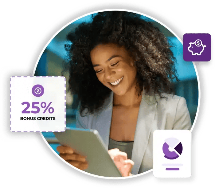 Partner completing a ZeroBounce credit purchase on a laptop
