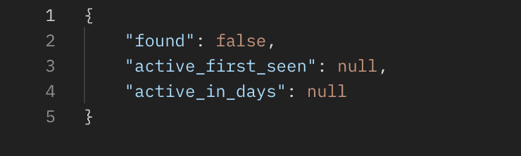 An example of a null API response is: