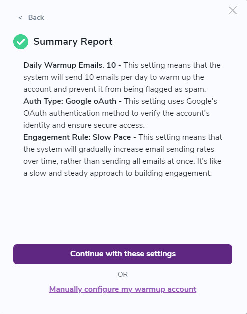 ZeroBounce Warmup Summary Report