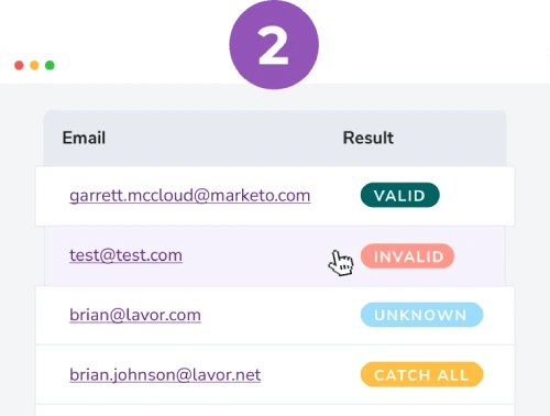 ZeroBounce validating email addresses with status labels