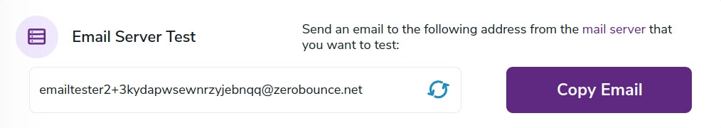 The randomized email address used for sending the Test email with our deliverability tools