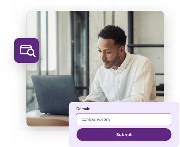Man using the domain-based email finder from his laptop