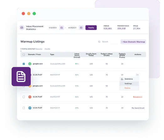 [object Object], Listings for five email domains in the ZeroBounce dashboard.