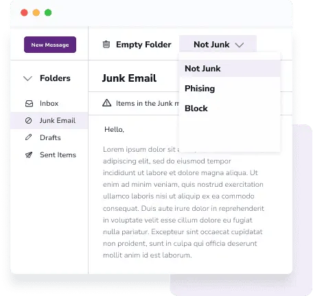 An email that is being marked as 'Not Junk' after it lands in the Junk Email folder.
