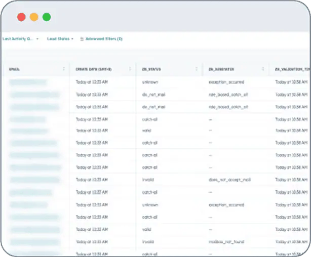 HubSpot CRM contact list validation