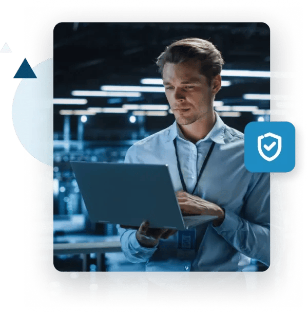 Man reviewing ZeroBounce cybersecurity and data privacy features from his laptop