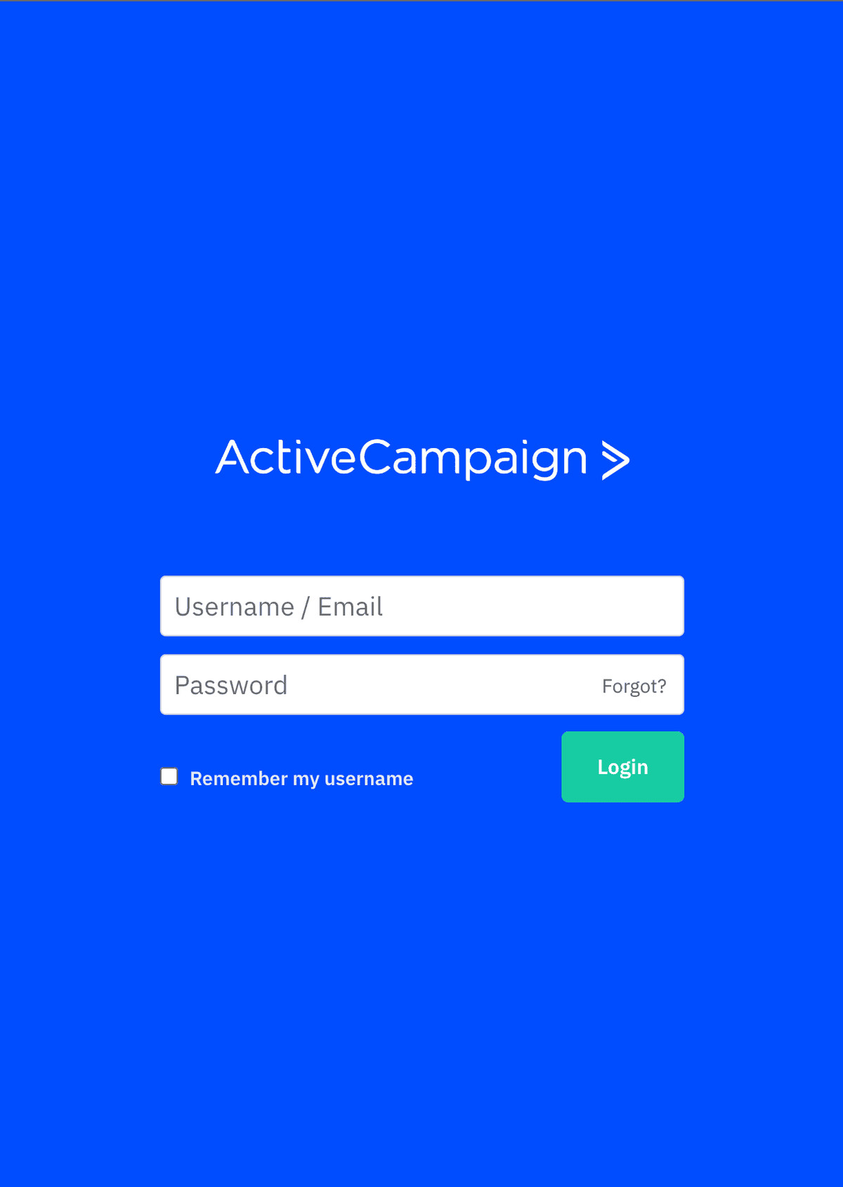 ActiveCampaign login page