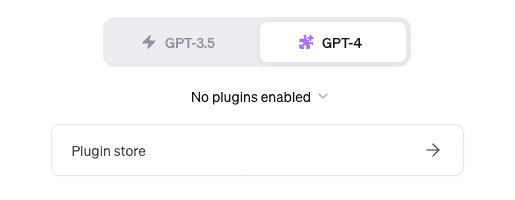 The plugin menu for a new conversation