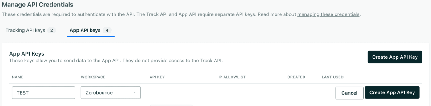 Create App API Key