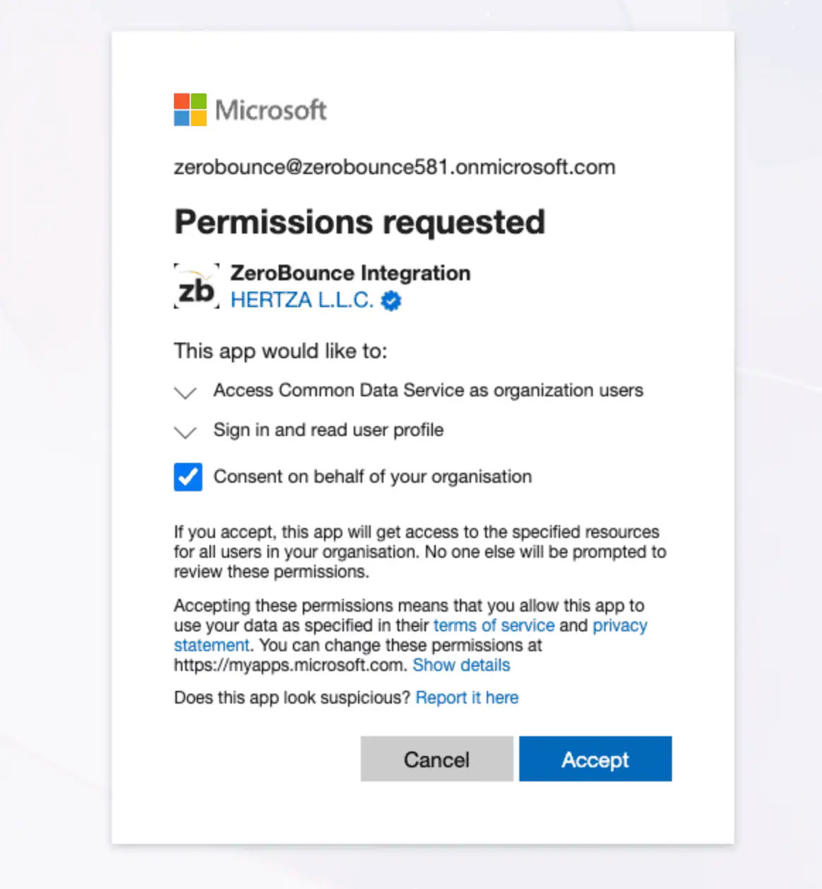 A ‘step 1’ Permissions prompt.