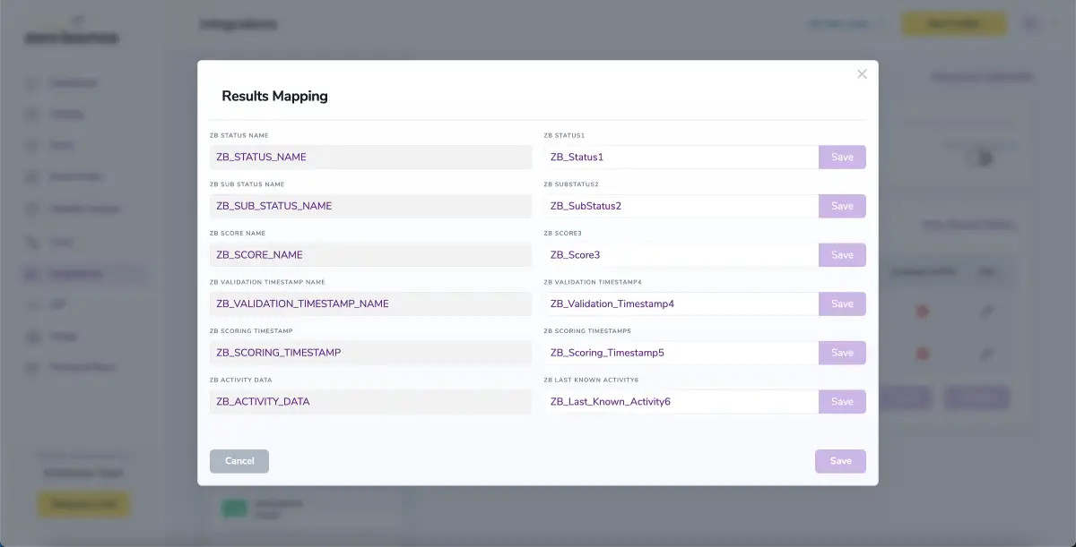 Results Mapping window