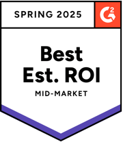 ZeroBounce is Best Est. ROI in the Email Verification category with G2 for the Spring of 2025.