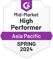 ZeroBounce es un Alto Rendimiento de Medio Mercado en Asia Pacífico en la categoría de Verificación de Correo Electrónico con G2 para la Primavera de 2024.