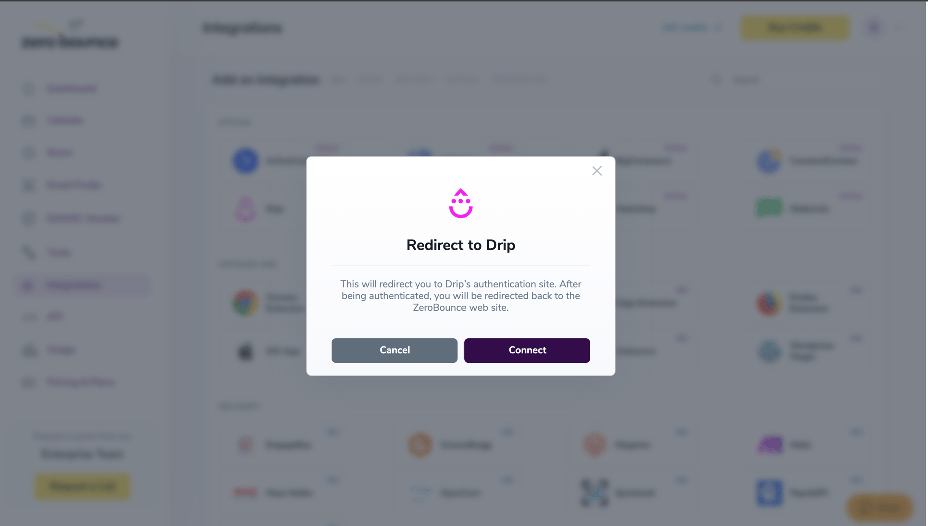 ZeroBounce Menu