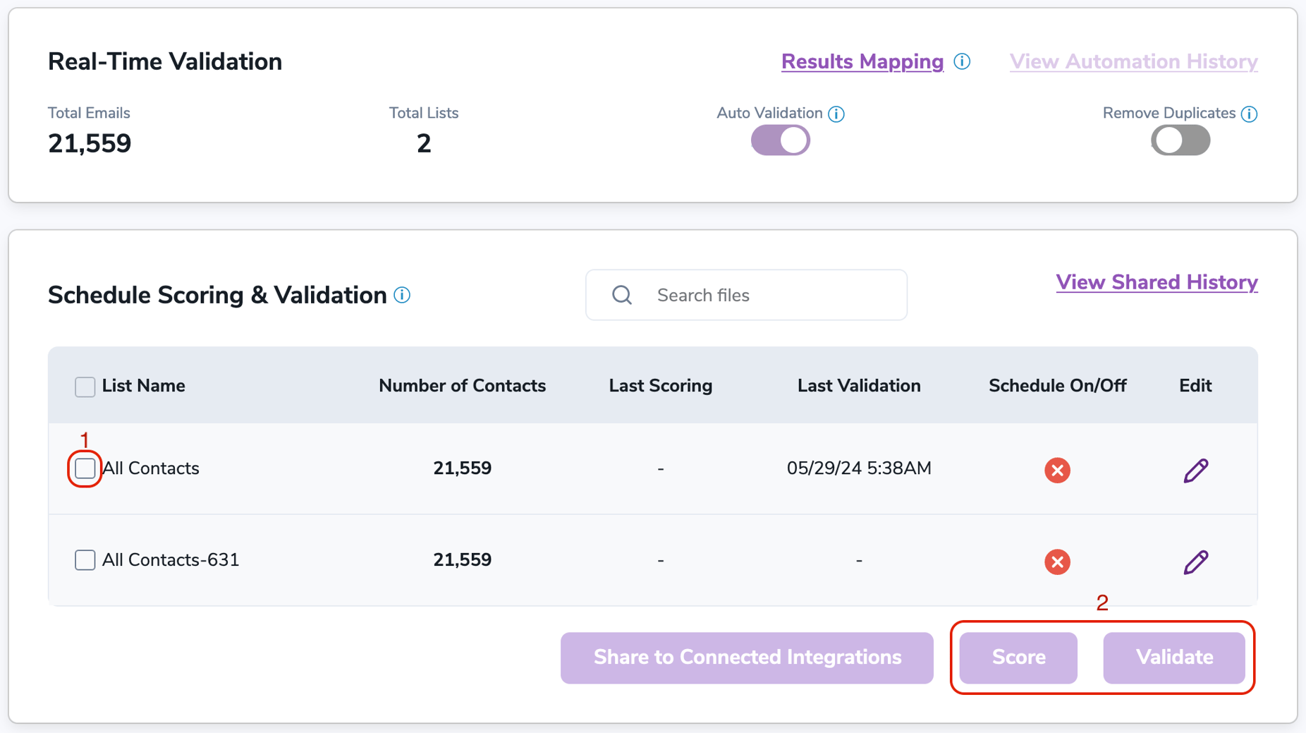 After successful integration, you will be able to view your lists in your ZeroBounce Dashboard.