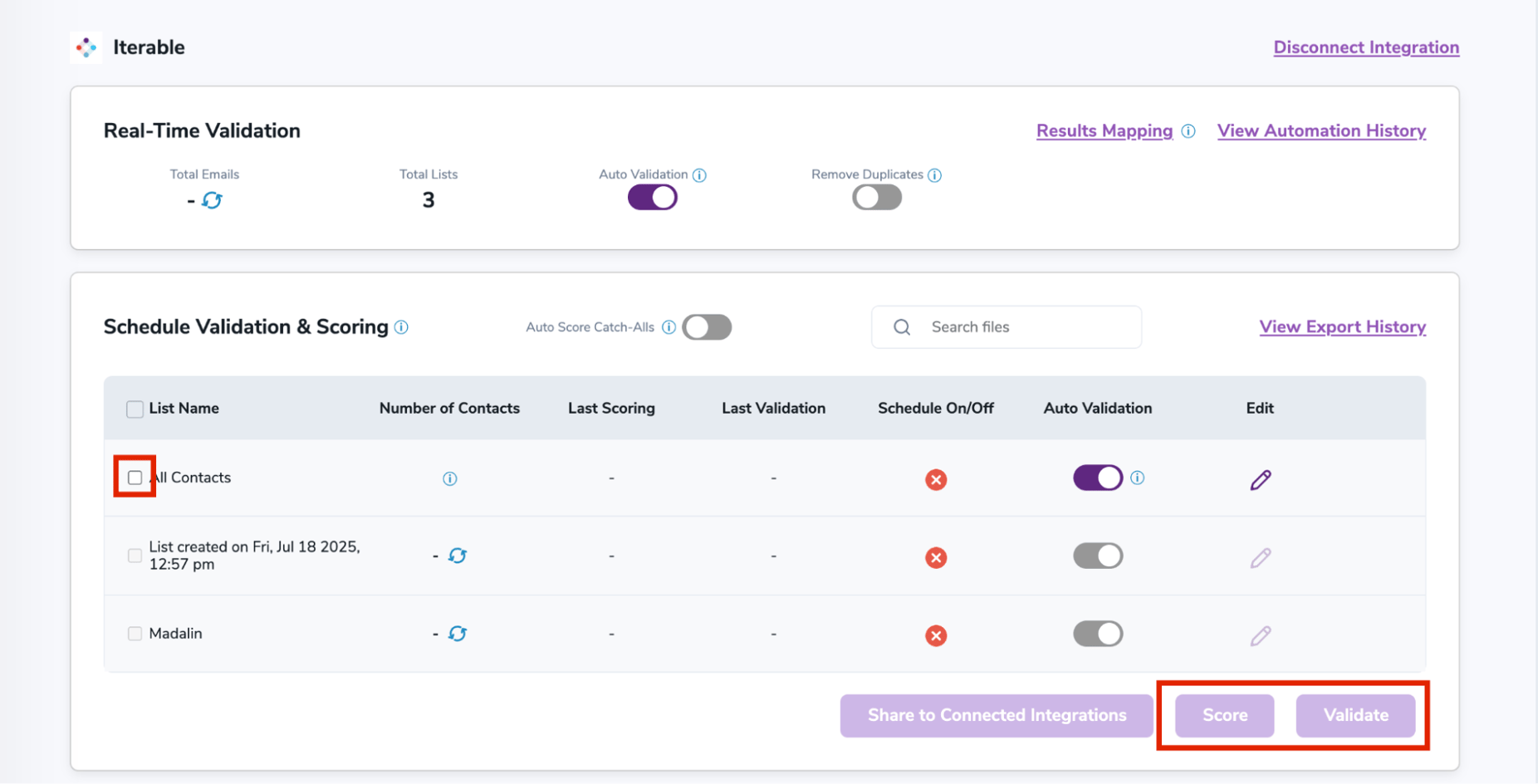 After successful integration, you will be able to view your lists in your ZeroBounce Dashboard.