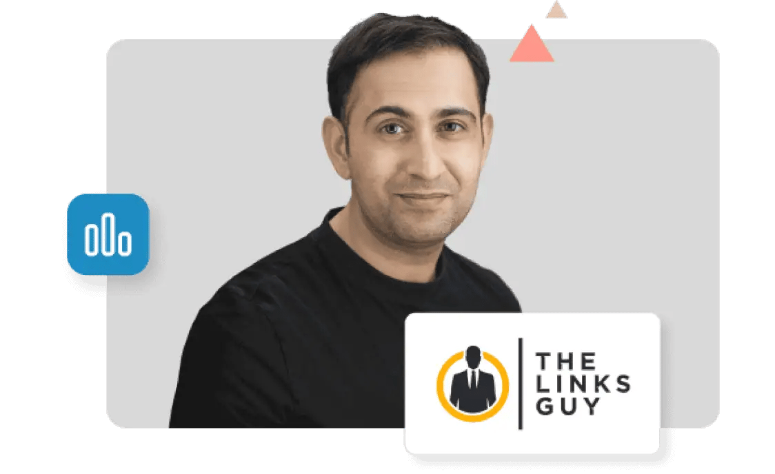 The Links Guy logo next to a headshot of the founder Amit Raj.