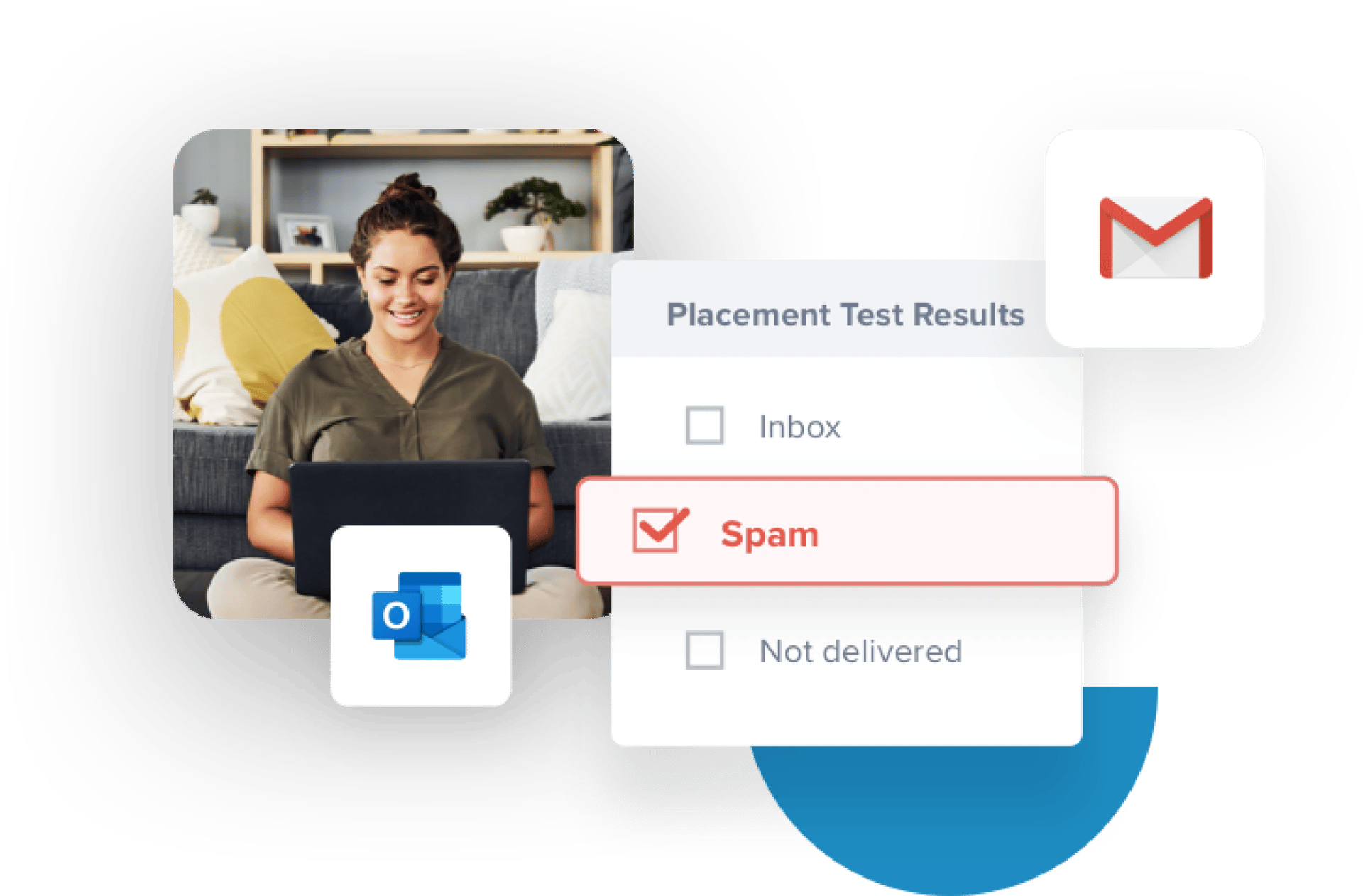 Woman on laptop using an email cleaner for an inbox placement test