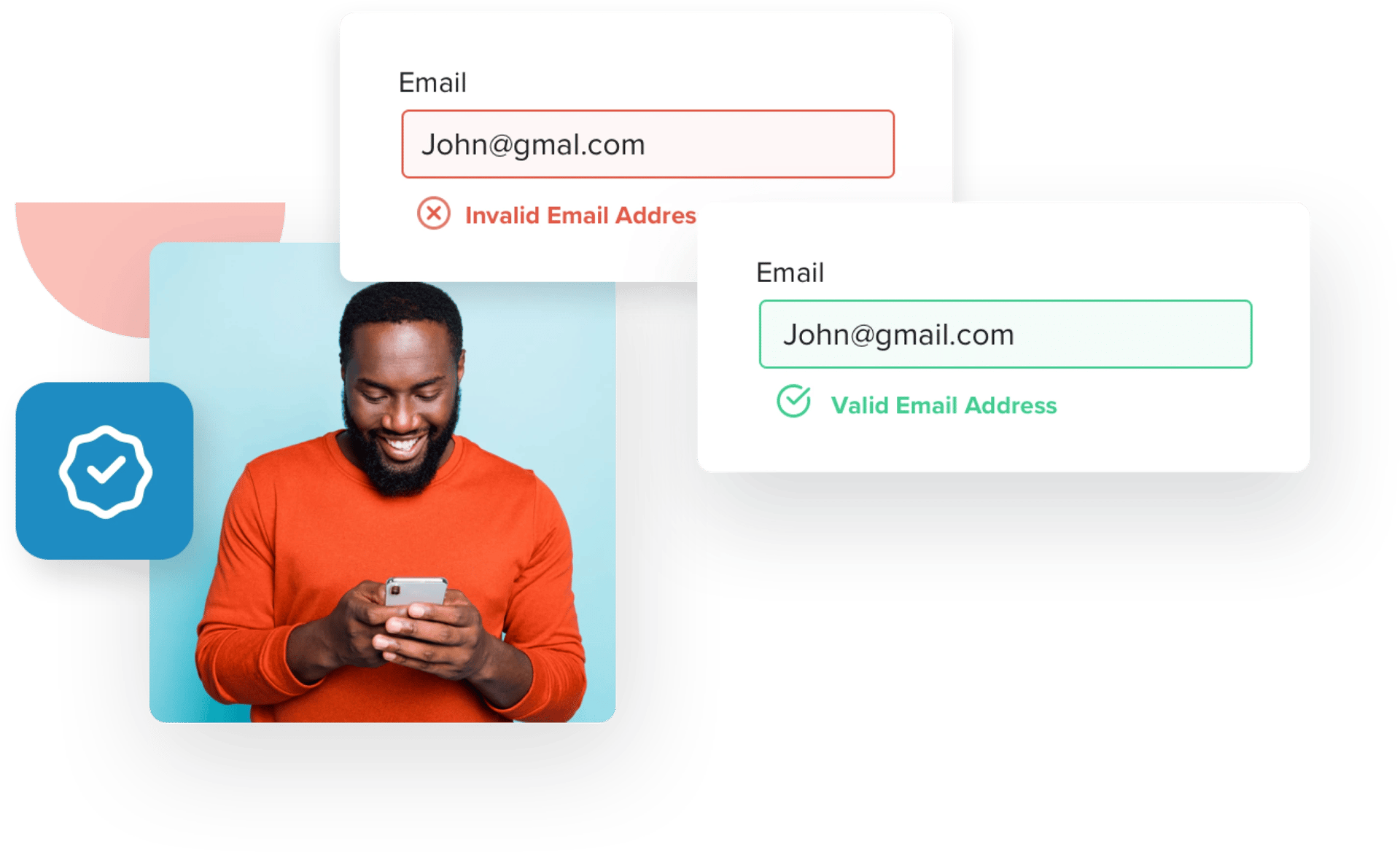 Man using an email cleaner on mobile to detect invalid and valid, clean emails
