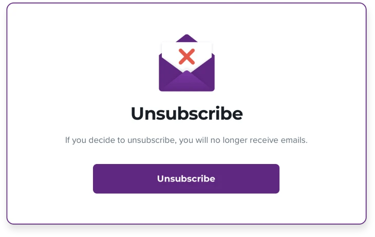 Example of an unsubscribe confirmation email