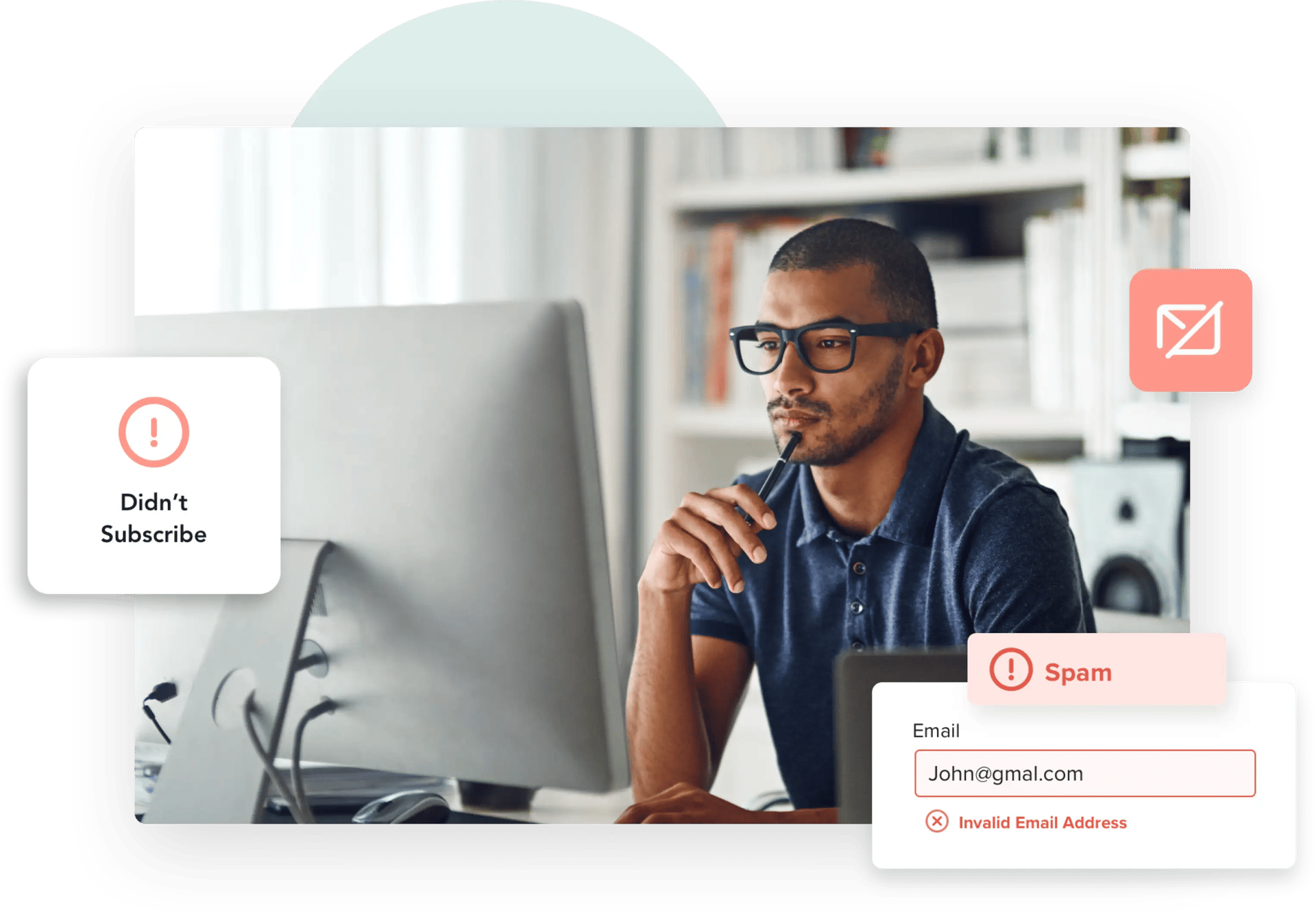 Businessman studying his spam complaint rate from his latest email campaign