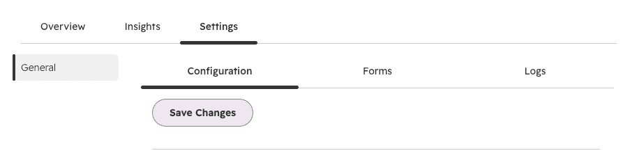 HubSpot Settings for ZeroBounce Integration for HubSpot Forms, with Configuration, Forms, and Logs tabs. Configuration is selected.