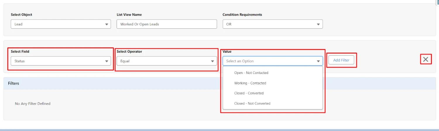 Choose field, see dropdown values below